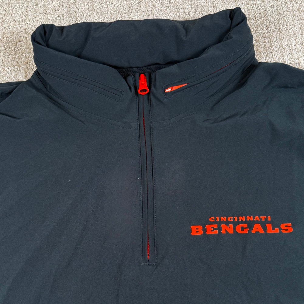 Nike Men XL Cincinnati Bengals NFL Sideline 1/4 Zip Short Sleeve Pullover Hoodie